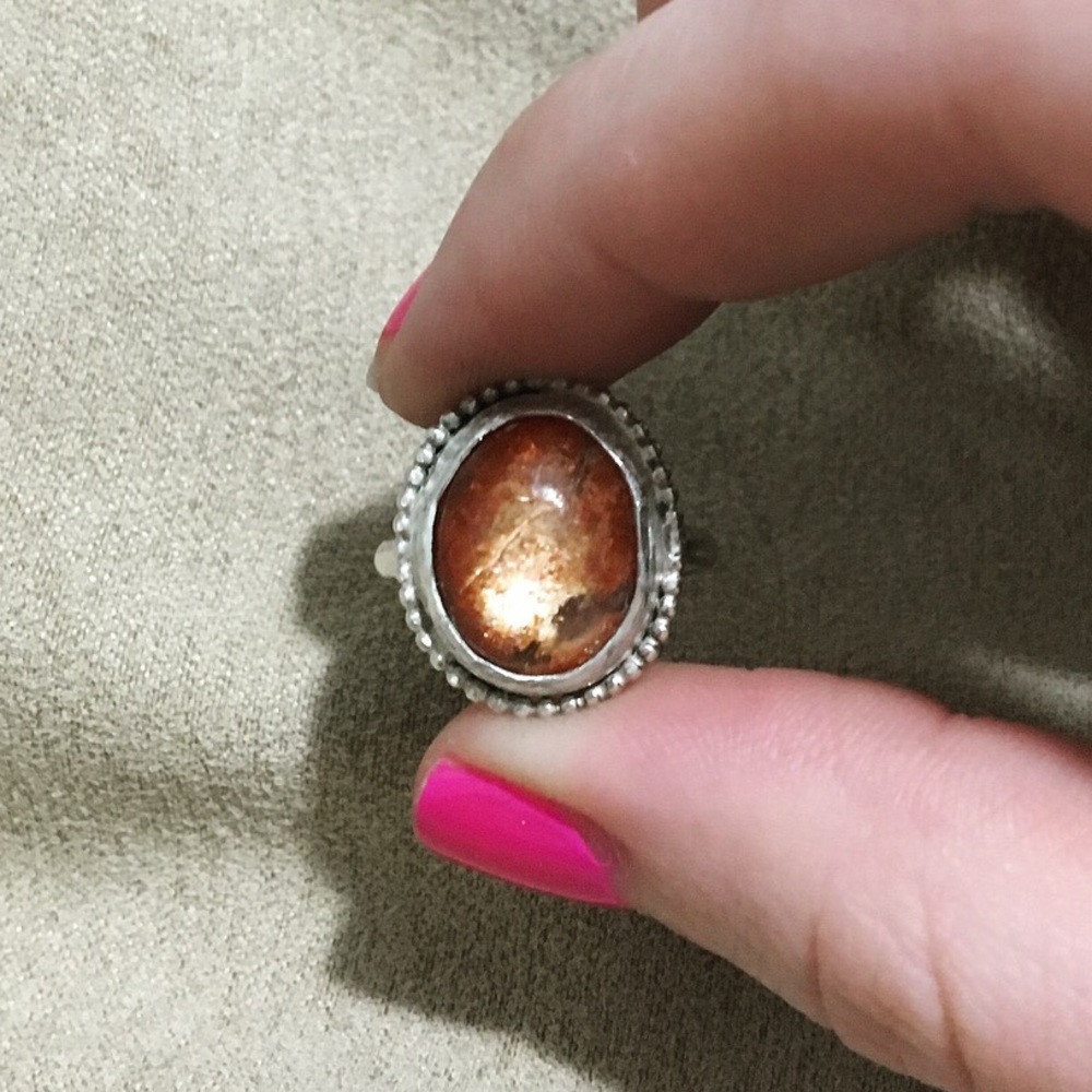 Natural Sunstone Sterling Silver Ring